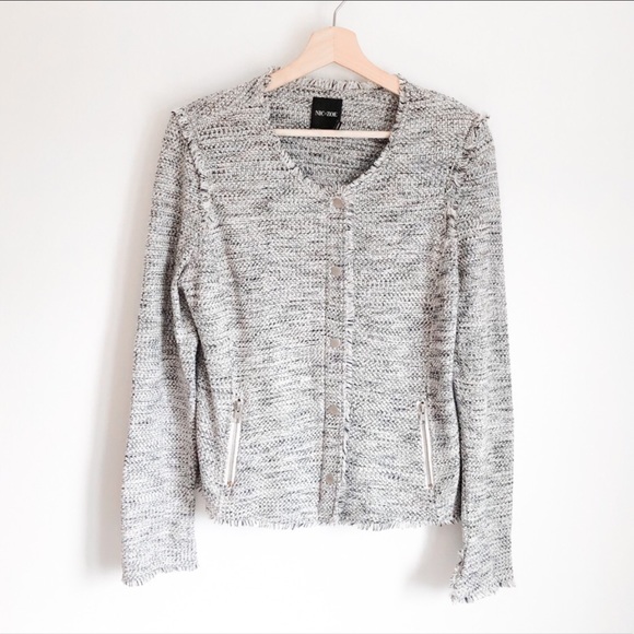 Nic + Zoe gray, cream, navy tweed blazer - Picture 2 of 5